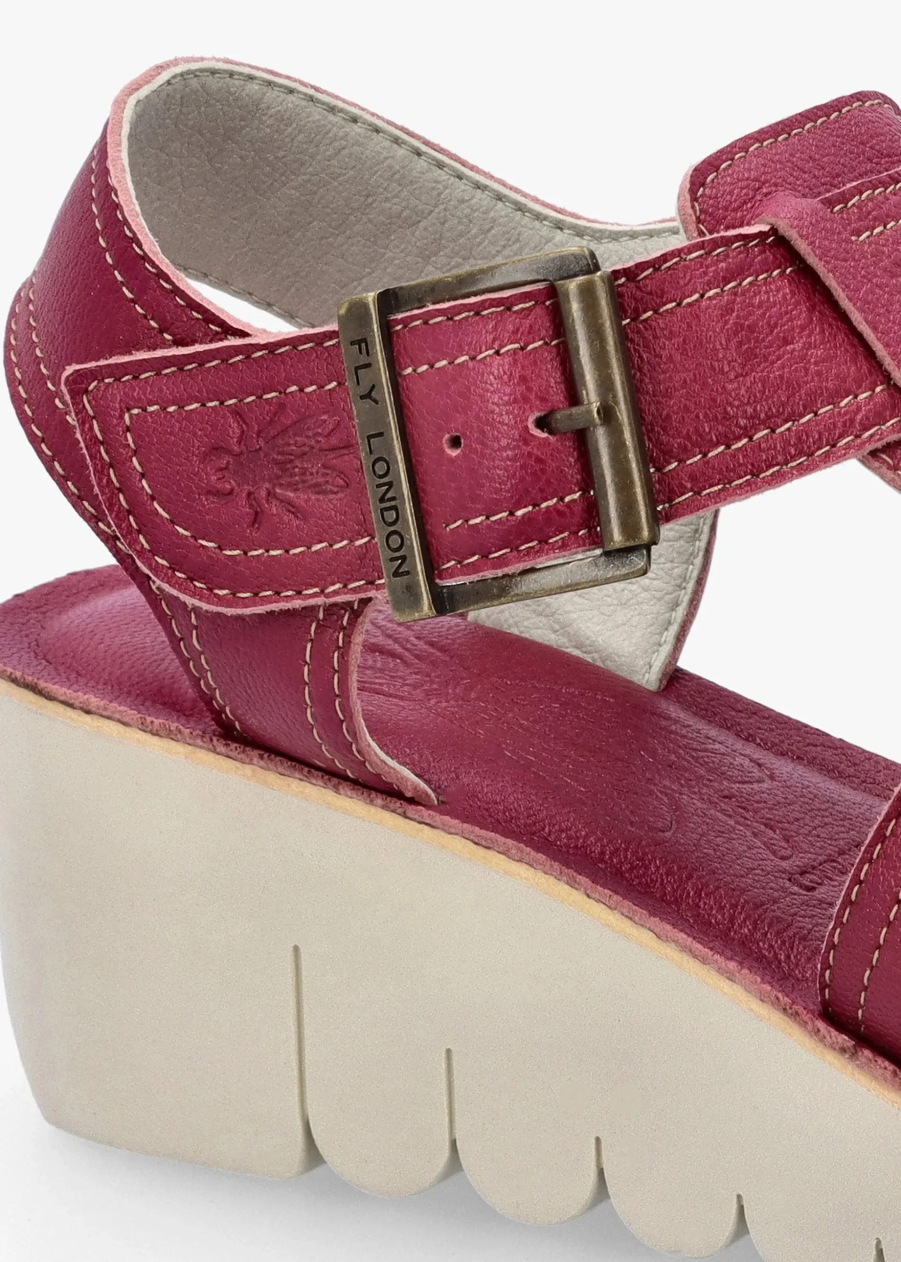 Yudd Berry Leather Wedge Sandals