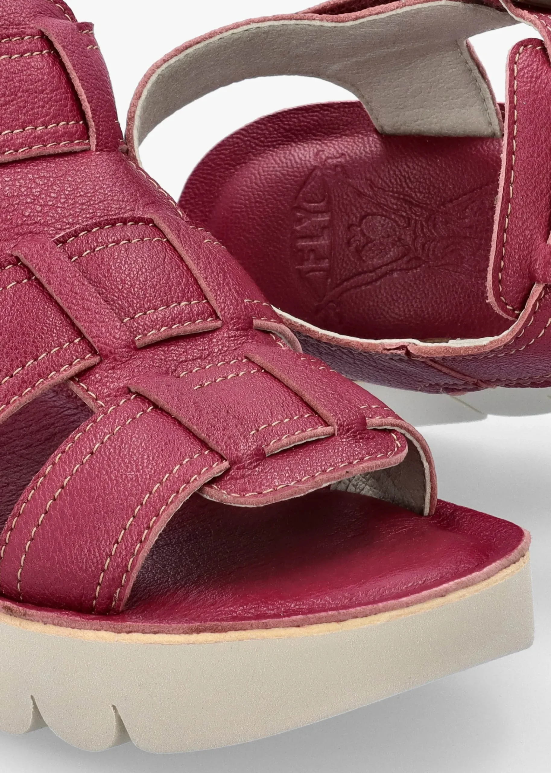 Yudd Berry Leather Wedge Sandals