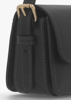 Zoe Black Leather Shoulder Bag