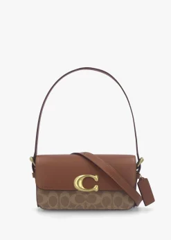 Zoe Signature Coated Canvas Tan Caramel Shoulder Bag