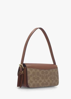 Zoe Signature Coated Canvas Tan Caramel Shoulder Bag