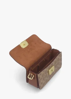 Zoe Signature Coated Canvas Tan Caramel Shoulder Bag
