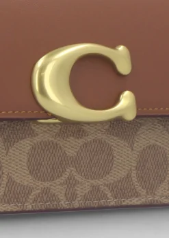 Zoe Signature Coated Canvas Tan Caramel Shoulder Bag